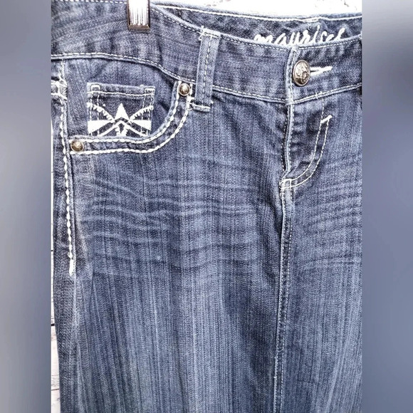 Maurices Maxi Denim Skirt Dark Blue Wash size 3/4 Vintage Y2K - Picture 2 of 6